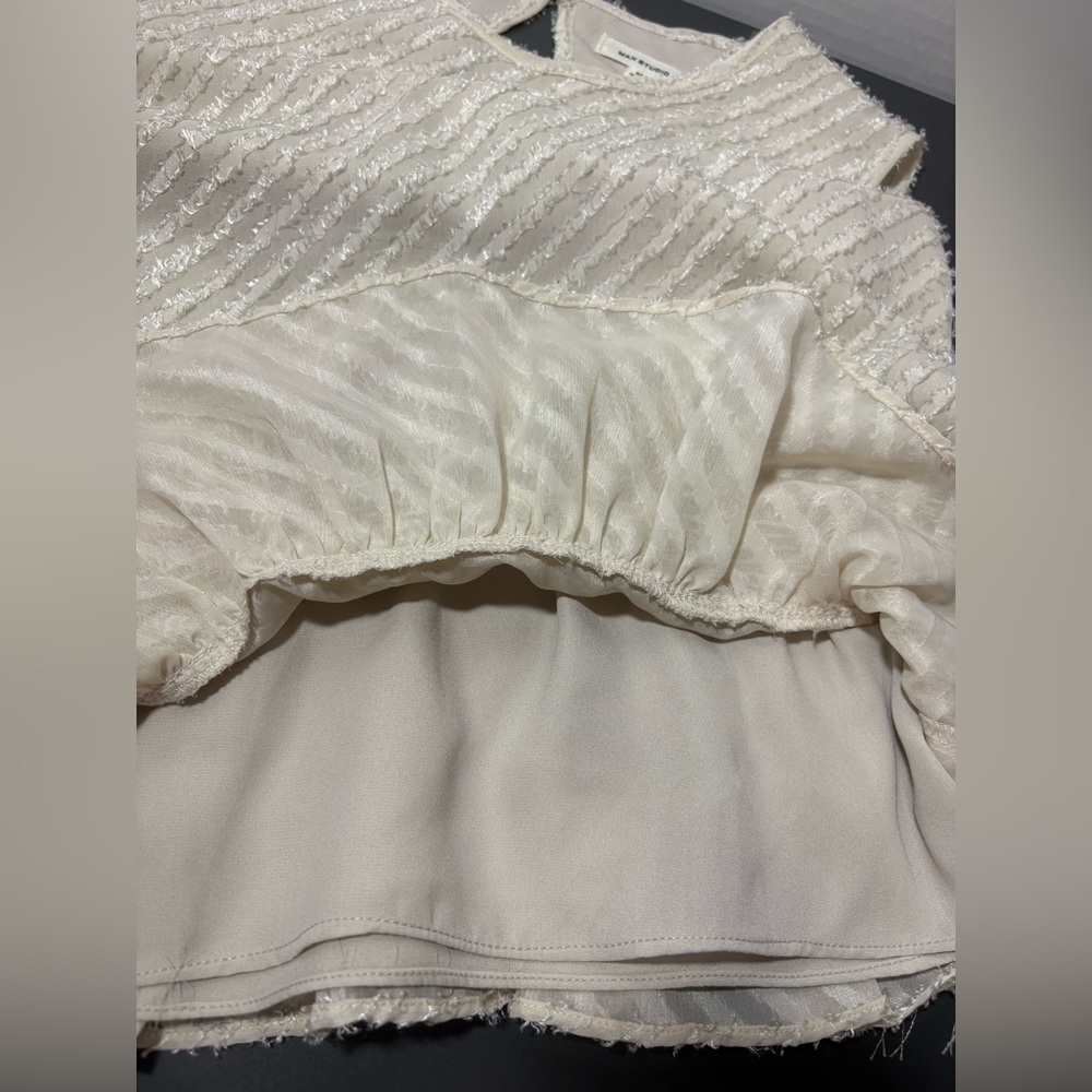 MAX STUDIO Cream Sleeveless Fringe Top - Picture 6 of 7